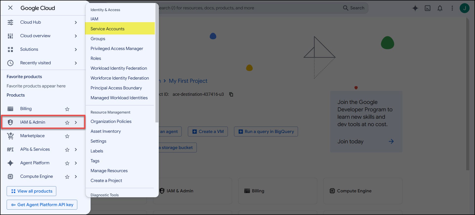 Google Cloud Storage Select Service Accounts.jpg