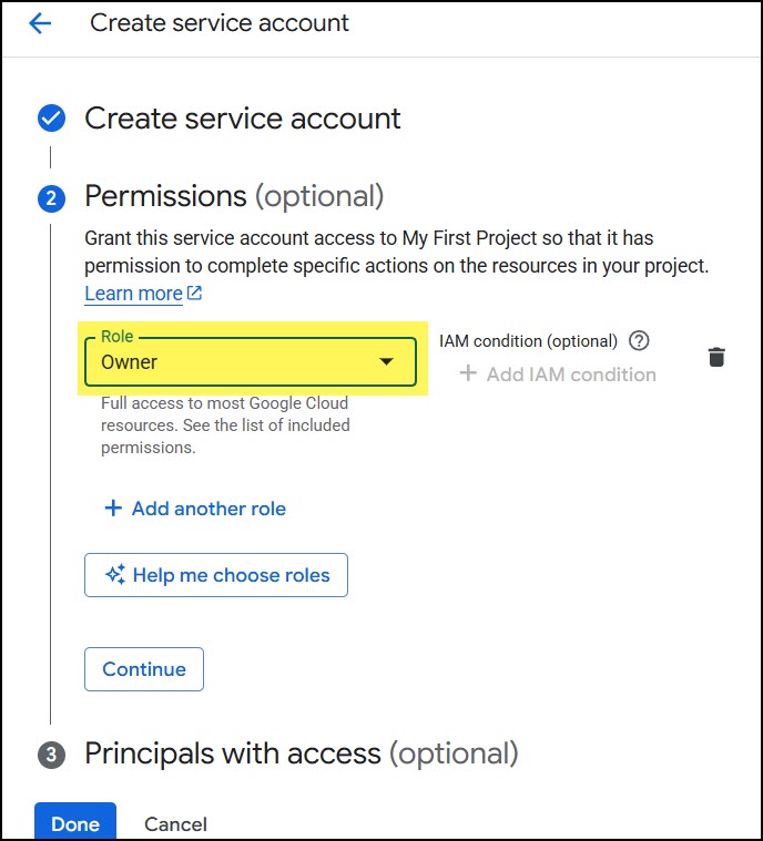 Google Cloud Storage set service account permissions.jpg